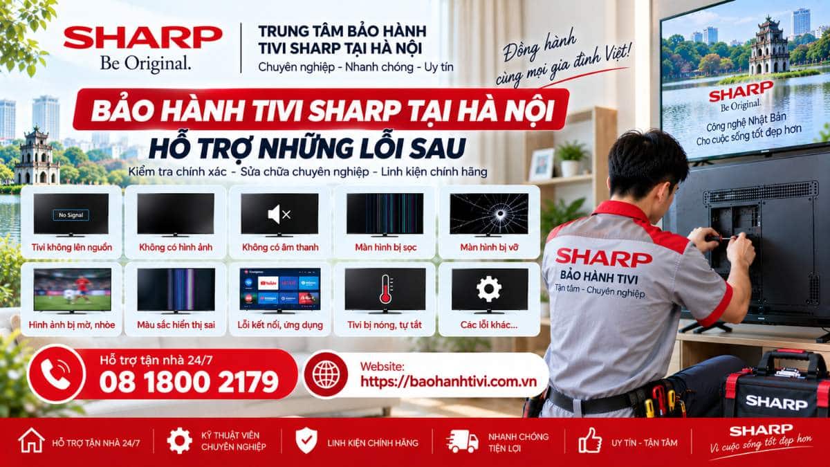 Bảo Hành Tivi Sharp Tại Hà Nội Hỗ Trợ Những Lỗi Sau Uy Tín 📞 Hotline: 08 1800 2179 🌐 Website: https://baohanhtivi.com.vn