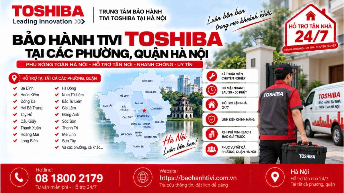 Bảo Hành Tivi Toshiba Tại Các Phường, Quận Hà Nội Uy Tín 📞 Hotline: 08 1800 2179 🌐 Website: https://baohanhtivi.com.vn