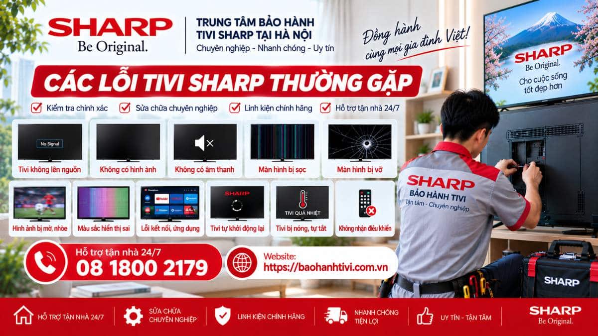 Các Lỗi Tivi Sharp Thường Gặp Uy Tín 📞 Hotline: 08 1800 2179 🌐 Website: https://baohanhtivi.com.vn