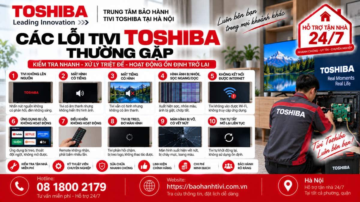 Các Lỗi Tivi Toshiba Thường Gặp Uy Tín 📞 Hotline: 08 1800 2179 🌐 Website: https://baohanhtivi.com.vn