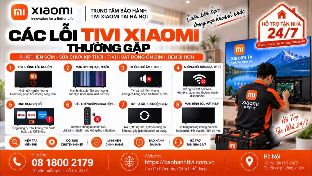 Các Lỗi Tivi Xiaomi Thường Gặp Uy Tín 📞 Hotline: 08 1800 2179 🌐 Website: https://baohanhtivi.com.vn