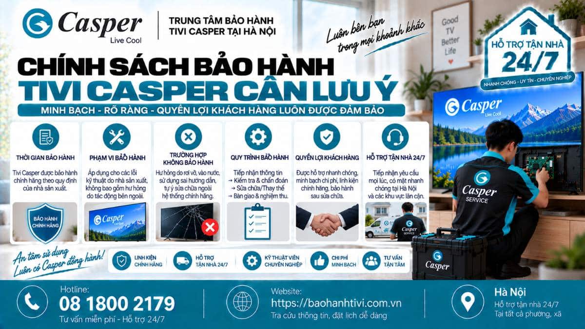 Chính Sách Bảo Hành Tivi Casper Cần Lưu Ý Uy Tín 📞 Hotline: 08 1800 2179 🌐 Website: https://baohanhtivi.com.vn
