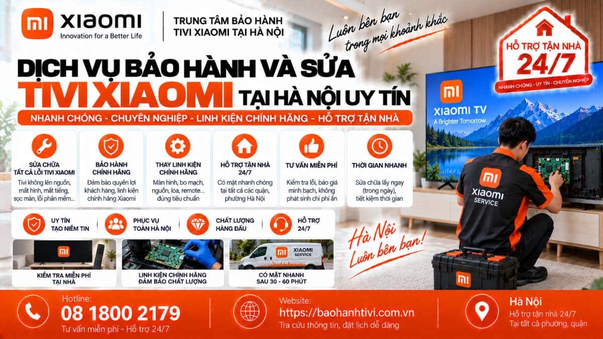 Dịch Vụ Bảo Hành Và Sửa Tivi Xiaomi Tại Hà Nội Uy Tín 📞 Hotline: 08 1800 2179 🌐 Website: https://baohanhtivi.com.vn