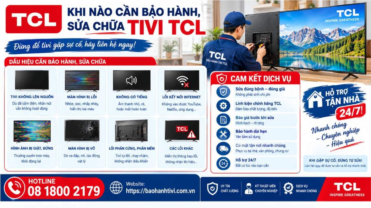 Khi Nào Cần Bảo Hành, Sửa Chữa Tivi TCL Uy Tín 📞 Hotline: 08 1800 2179 🌐 Website: https://baohanhtivi.com.vn