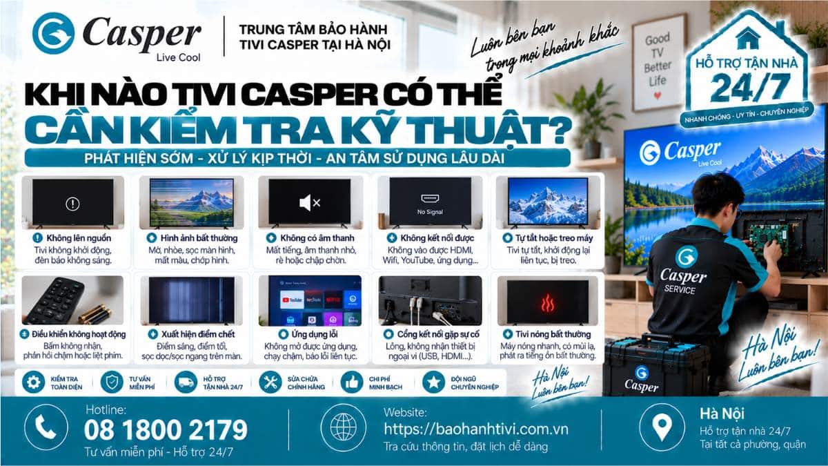 Khi Nào Tivi Casper Có Thể Cần Kiểm Tra Kỹ Thuật? Uy Tín 📞 Hotline: 08 1800 2179 🌐 Website: https://baohanhtivi.com.vn