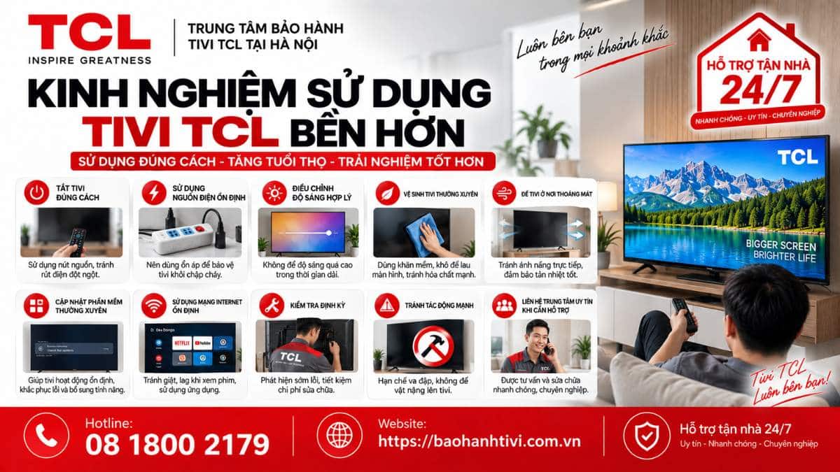 Kinh Nghiệm Sử Dụng Tivi TCL Bền Hơn Uy Tín 📞 Hotline: 08 1800 2179 🌐 Website: https://baohanhtivi.com.vn