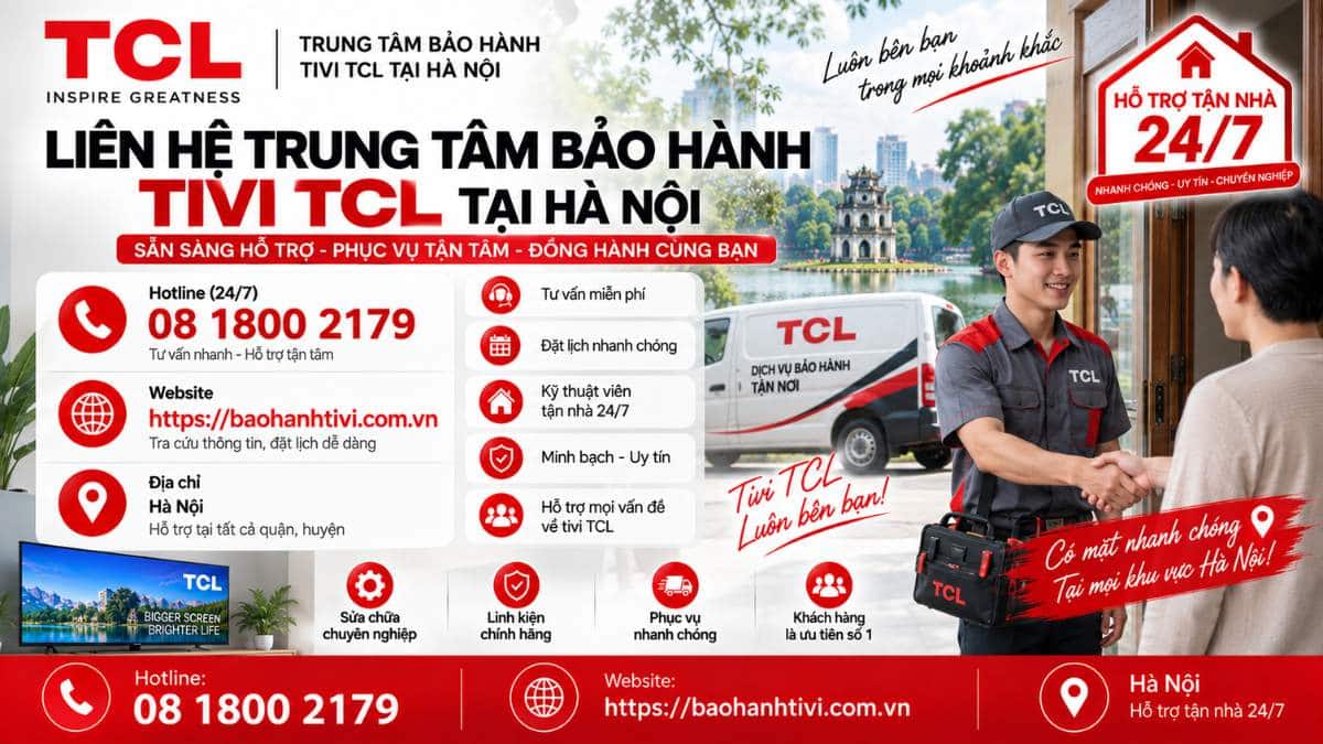 Liên Hệ Trung Tâm Bảo Hành Tivi TCL Tại Hà Nội Uy Tín 📞 Hotline: 08 1800 2179 🌐 Website: https://baohanhtivi.com.vn