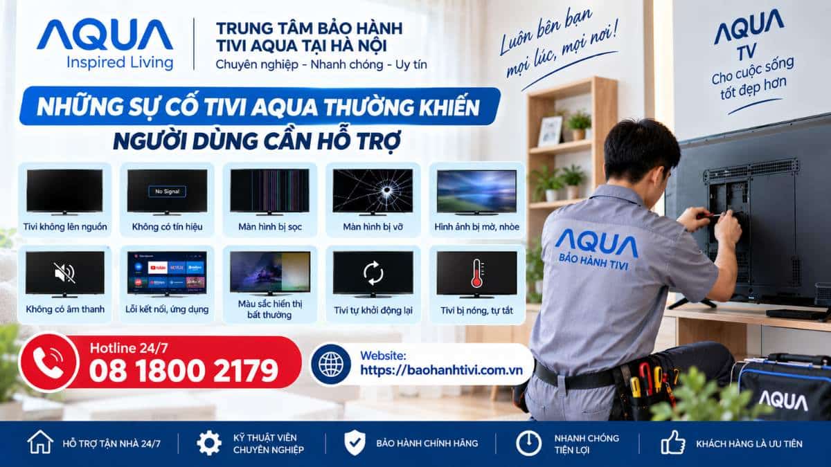 Những Sự Cố Tivi AQUA Thường Khiến Người Dùng Cần Hỗ Trợ Uy Tín 📞 Hotline: 08 1800 2179 🌐 Website: https://baohanhtivi.com.vn
