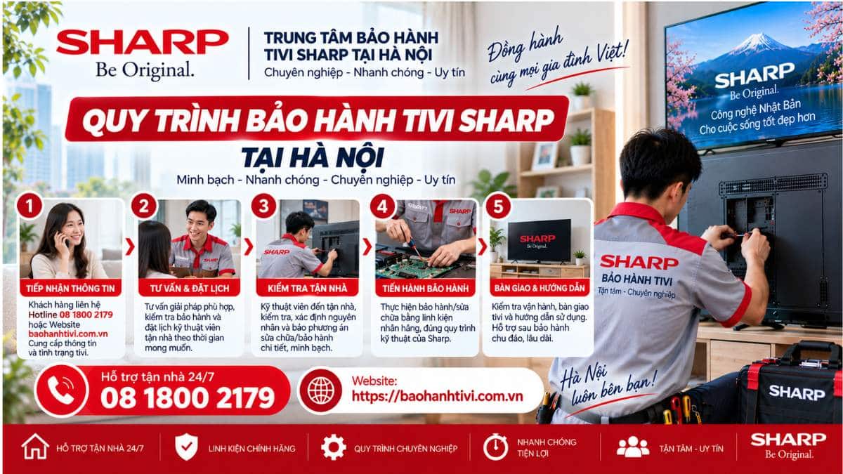 Quy Trình Bảo Hành Tivi Sharp Tại Hà Nội Uy Tín 📞 Hotline: 08 1800 2179 🌐 Website: https://baohanhtivi.com.vn