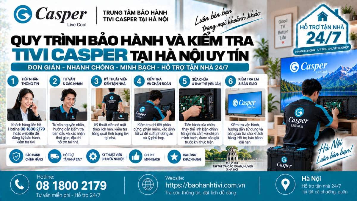 Quy Trình Bảo Hành Và Kiểm Tra Tivi Casper Tại Hà Nội Uy Tín 📞 Hotline: 08 1800 2179 🌐 Website: https://baohanhtivi.com.vn