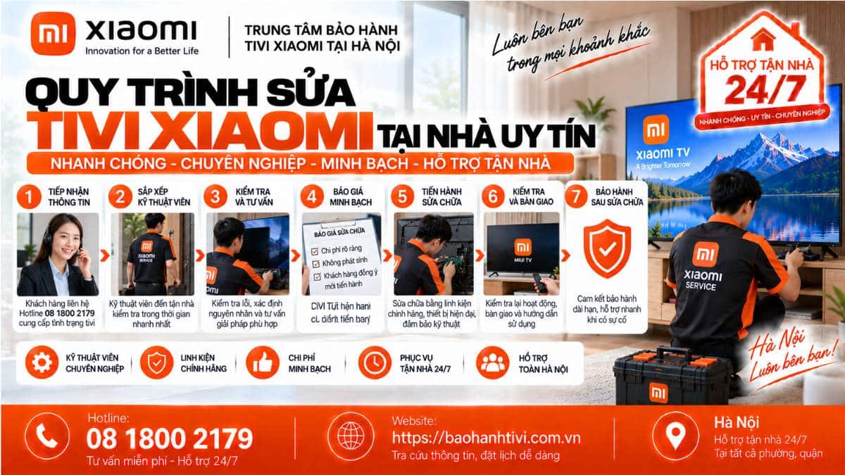 Quy Trình Sửa Tivi Xiaomi Tại Nhà Uy Tín 📞 Hotline: 08 1800 2179 🌐 Website: https://baohanhtivi.com.vn