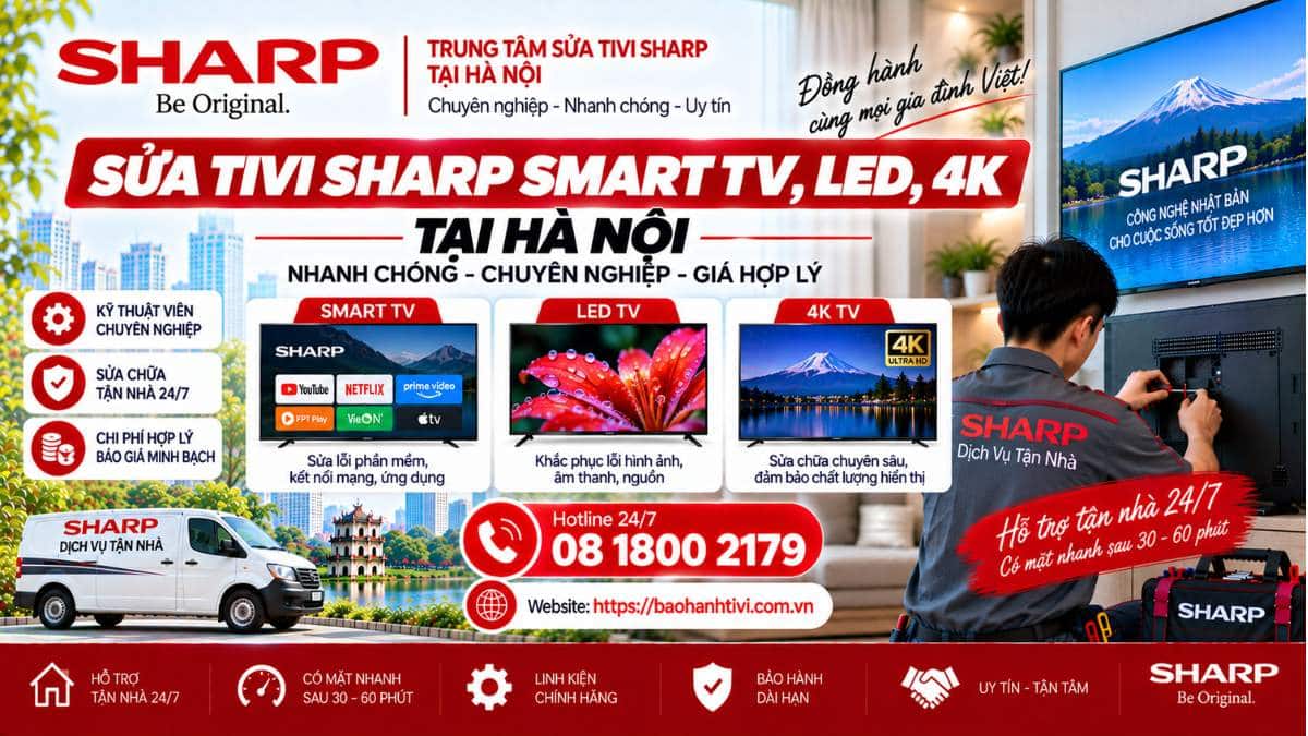 Sửa Tivi Sharp Smart TV, LED, 4K Tại Hà Nội Uy Tín 📞 Hotline: 08 1800 2179 🌐 Website: https://baohanhtivi.com.vn