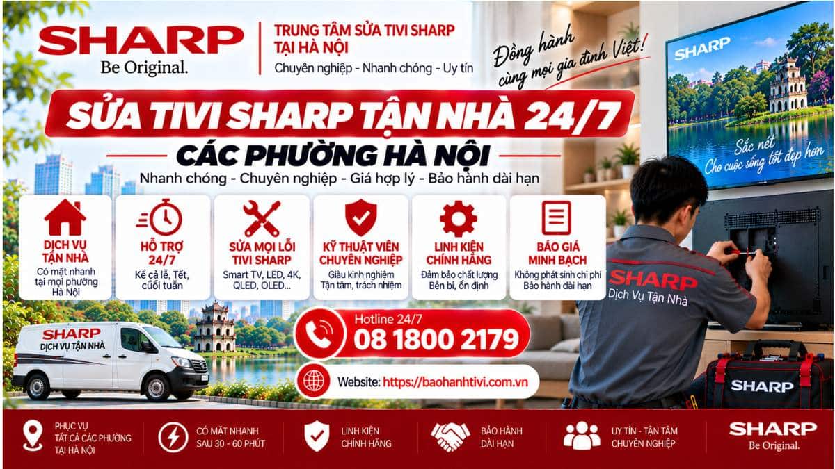 Sửa Tivi Sharp Tận Nhà 24/7 Các Phường Hà Nội Uy Tín 📞 Hotline: 08 1800 2179 🌐 Website: https://baohanhtivi.com.vn