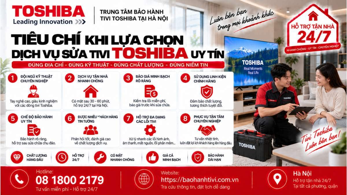 Tiêu Chí Khi Lựa Chọn Dịch Vụ Sửa Tivi Toshiba Uy Tín 📞 Hotline: 08 1800 2179 🌐 Website: https://baohanhtivi.com.vn
