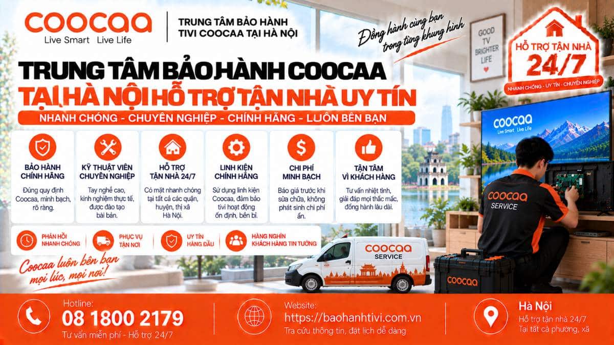 Trung Tâm Bảo Hành Coocaa Tại Hà Nội Hỗ Trợ Tận Nhà Uy Tín 📞 Hotline: 08 1800 2179 🌐 Website: https://baohanhtivi.com.vn