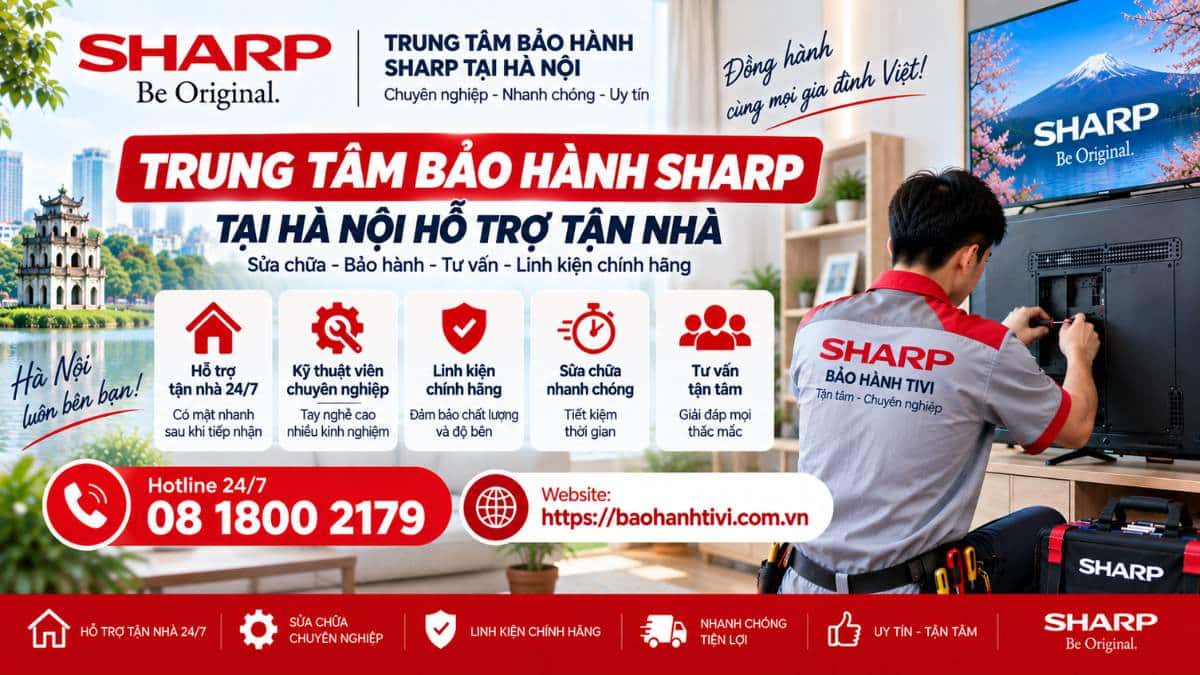 Trung Tâm Bảo Hành Sharp Tại Hà Nội Hỗ Trợ Tận Nhà Uy Tín 📞 Hotline: 08 1800 2179 🌐 Website: https://baohanhtivi.com.vn