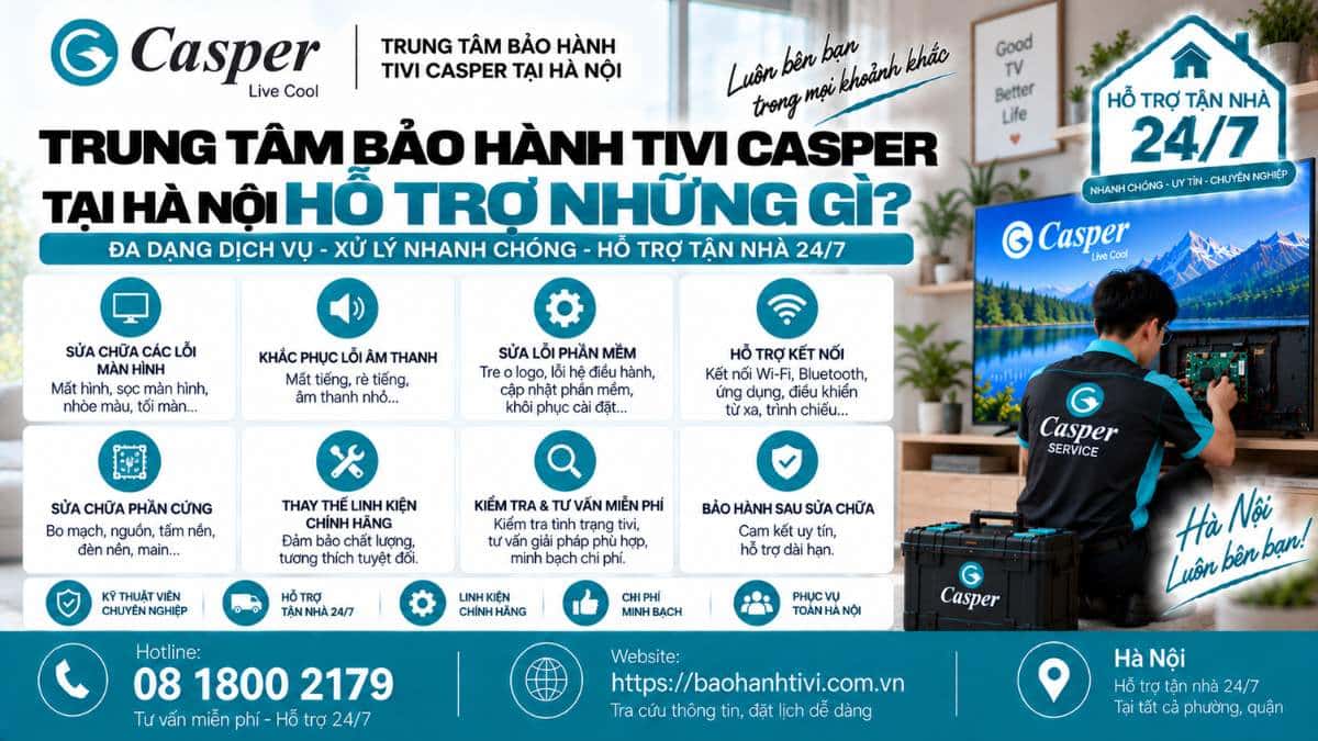 Trung Tâm Bảo Hành Tivi Casper Tại Hà Nội Hỗ Trợ Những Gì Uy Tín 📞 Hotline: 08 1800 2179 🌐 Website: https://baohanhtivi.com.vn