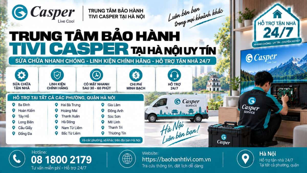 Trung Tâm Bảo Hành Tivi Casper Tại Hà Nội Uy Tín 📞 Hotline: 08 1800 2179 🌐 Website: https://baohanhtivi.com.vn