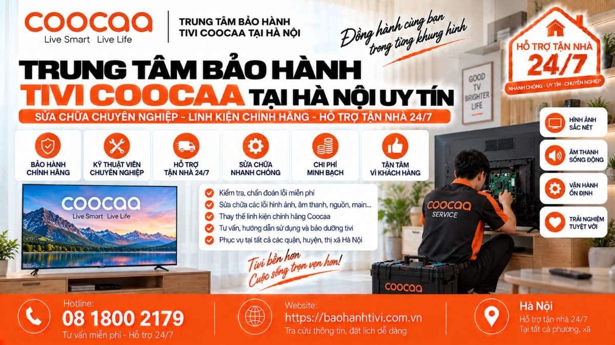 Trung Tâm Bảo Hành Tivi Coocaa Tại Hà Nội Uy Tín 📞 Hotline: 08 1800 2179 🌐 Website: https://baohanhtivi.com.vn