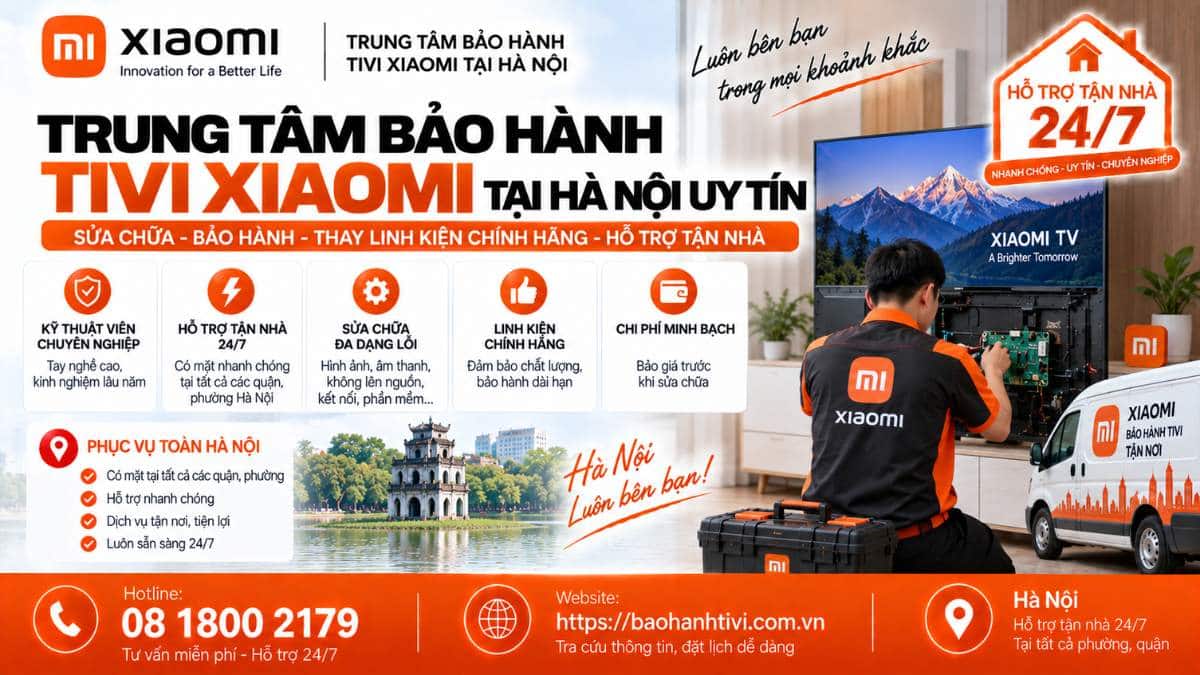 Trung Tâm Bảo Hành Tivi Xiaomi Tại Hà Nội Uy Tín 📞 Hotline: 08 1800 2179 🌐 Website: https://baohanhtivi.com.vn