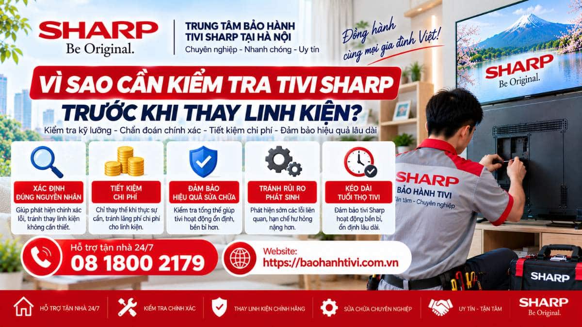 Vì Sao Cần Kiểm Tra Tivi Sharp Trước Khi Thay Linh Kiện? Uy Tín 📞 Hotline: 08 1800 2179 🌐 Website: https://baohanhtivi.com.vn
